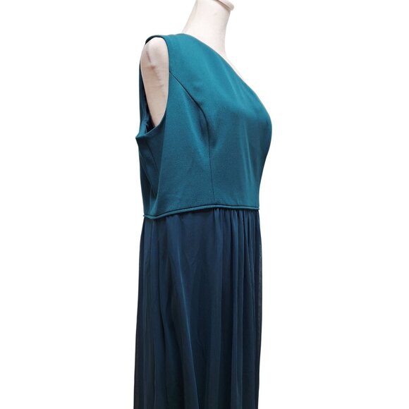 Adrianna Papell Womens Teal One Shoulder  Maxi party Dress Size 14 blue - Picture 6 of 12
